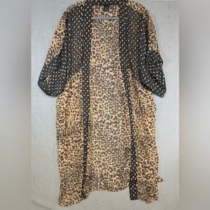 STEVE MADDEN Sheer Leopard Print Gold Metallic Spotted Coat Caftan One Size